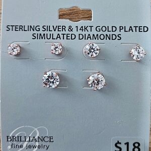 Brilliance Sterling Silver & Gold Plated Diamond Earrings